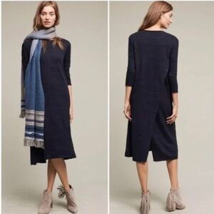 MOTH ANTHROPOLOGIE navy sweater twist dress